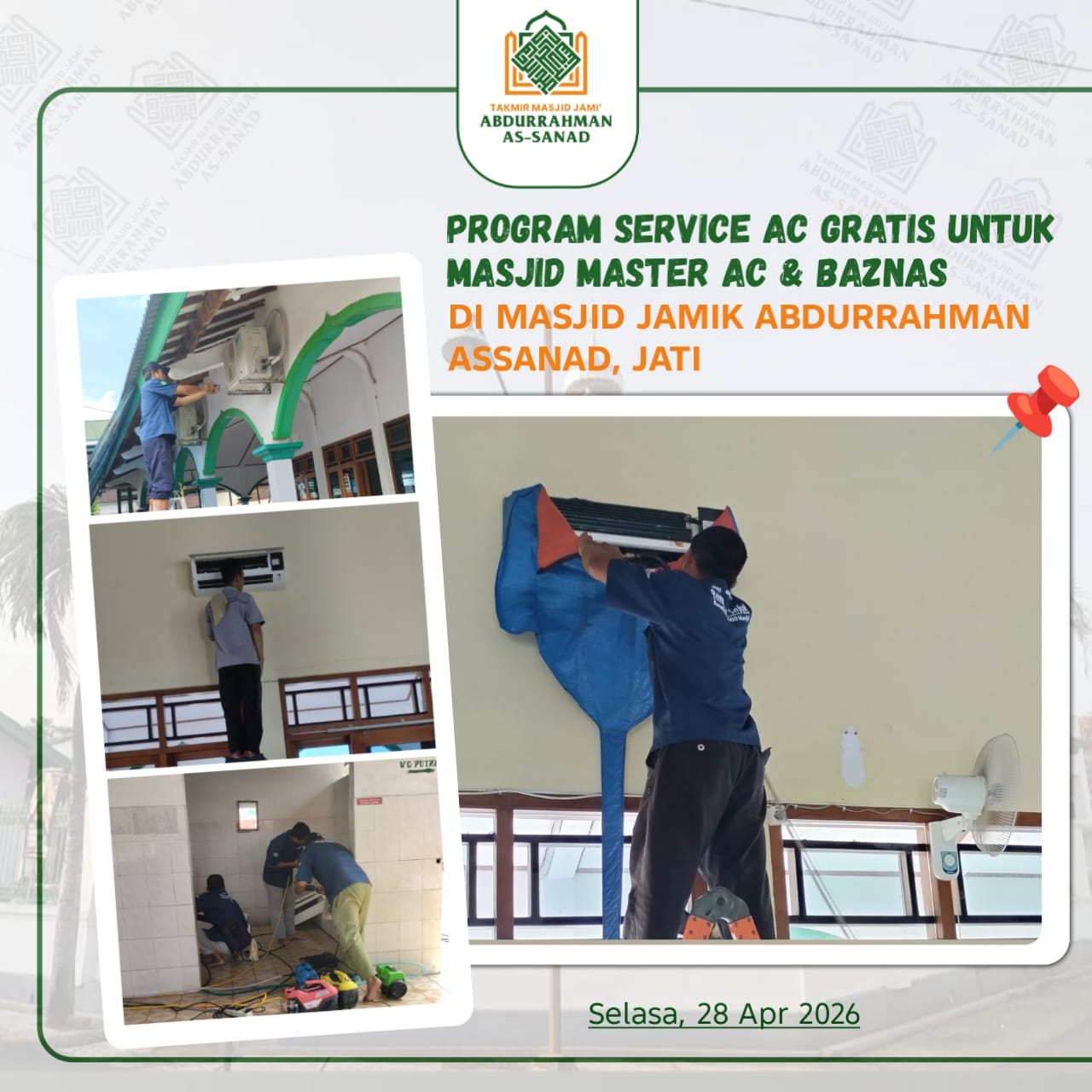 Masjid Assanad Terima Servis Ac Gratis Master Ac Baznas Poster