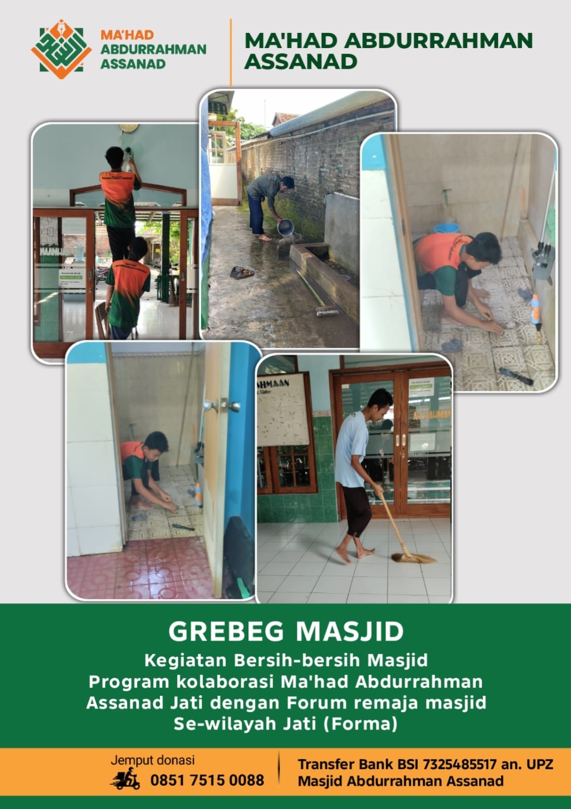 Grebeg Bersih Masjid Mahasantri Assanad Remaja Masjid Forma Jati Poster