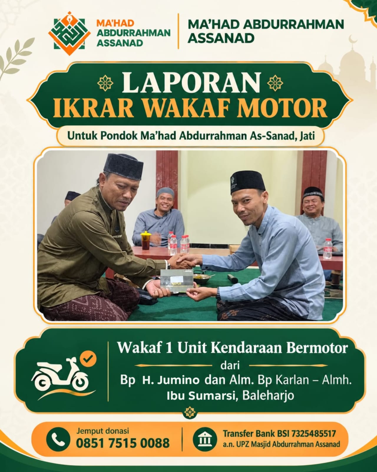 Mahad Terima Wakaf Motor Poster